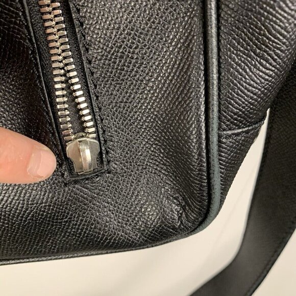 Pineider Black Leather City Chic 2-Handle Large Satchel Bag Briefcase *flaw* - Picture 12 of 16